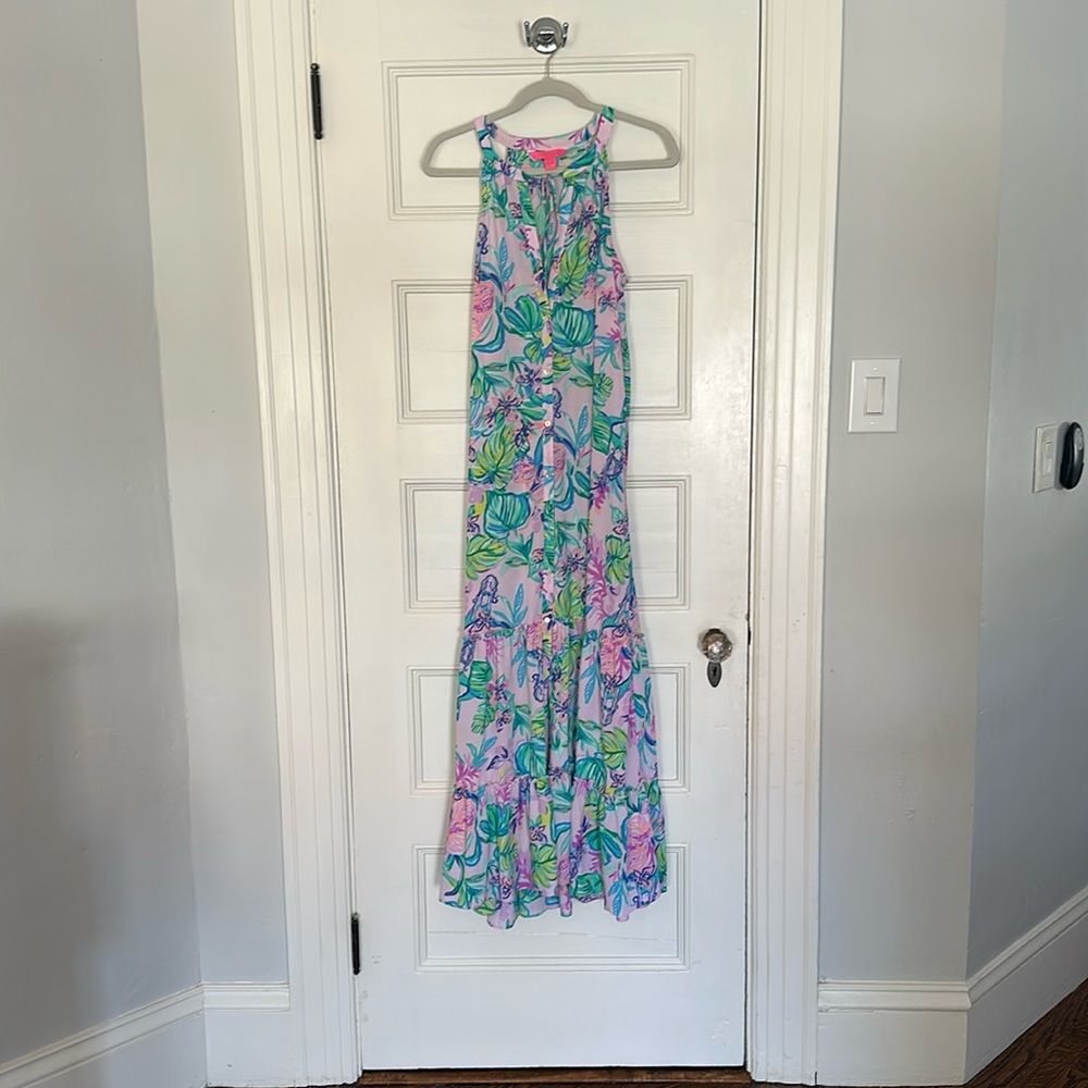 Lilly Pulitzer LULIANA MAXI DRESS Amethyst Tint Mermaid The Shade. Size M.